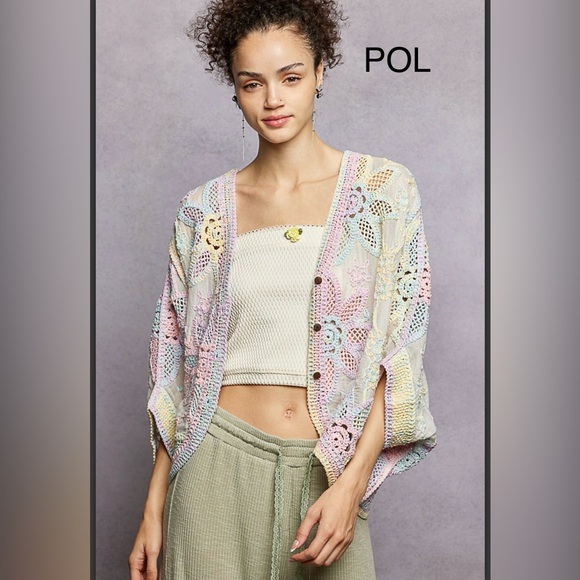 BP224-7💙💚POL perfection batwing Sleeve button front  cardi in pink+blue+-elegant - Picture 8 of 10